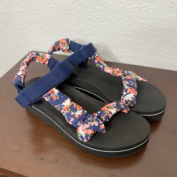 O’rageous Scarf Printed Navy Sport Comfort Walking Velcro Strap Sandals 9 - Picture 3 of 6